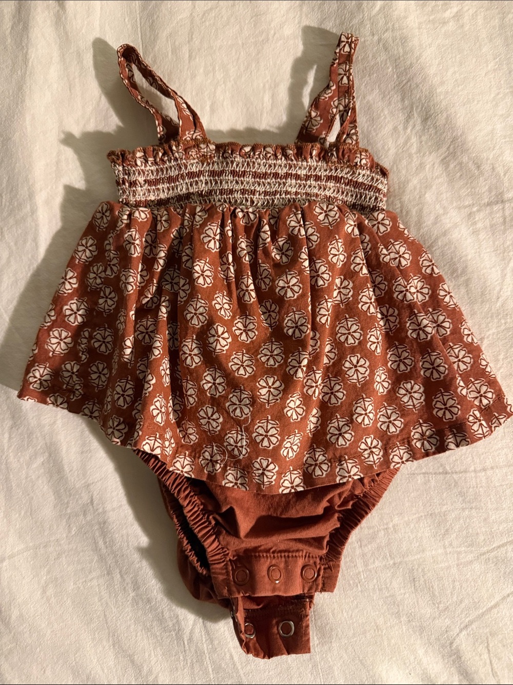 Carter's Rust Floral Smocked Baby One-Piece